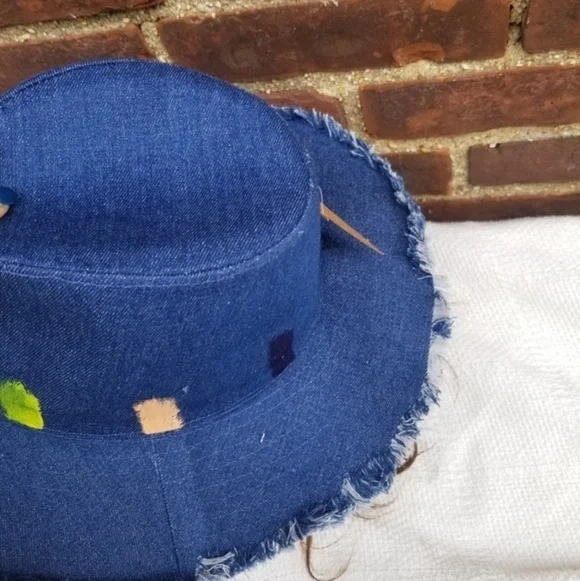 Denim‎ Casual Boho Vibe cowboy frayed hat NWT - Picture 8 of 9